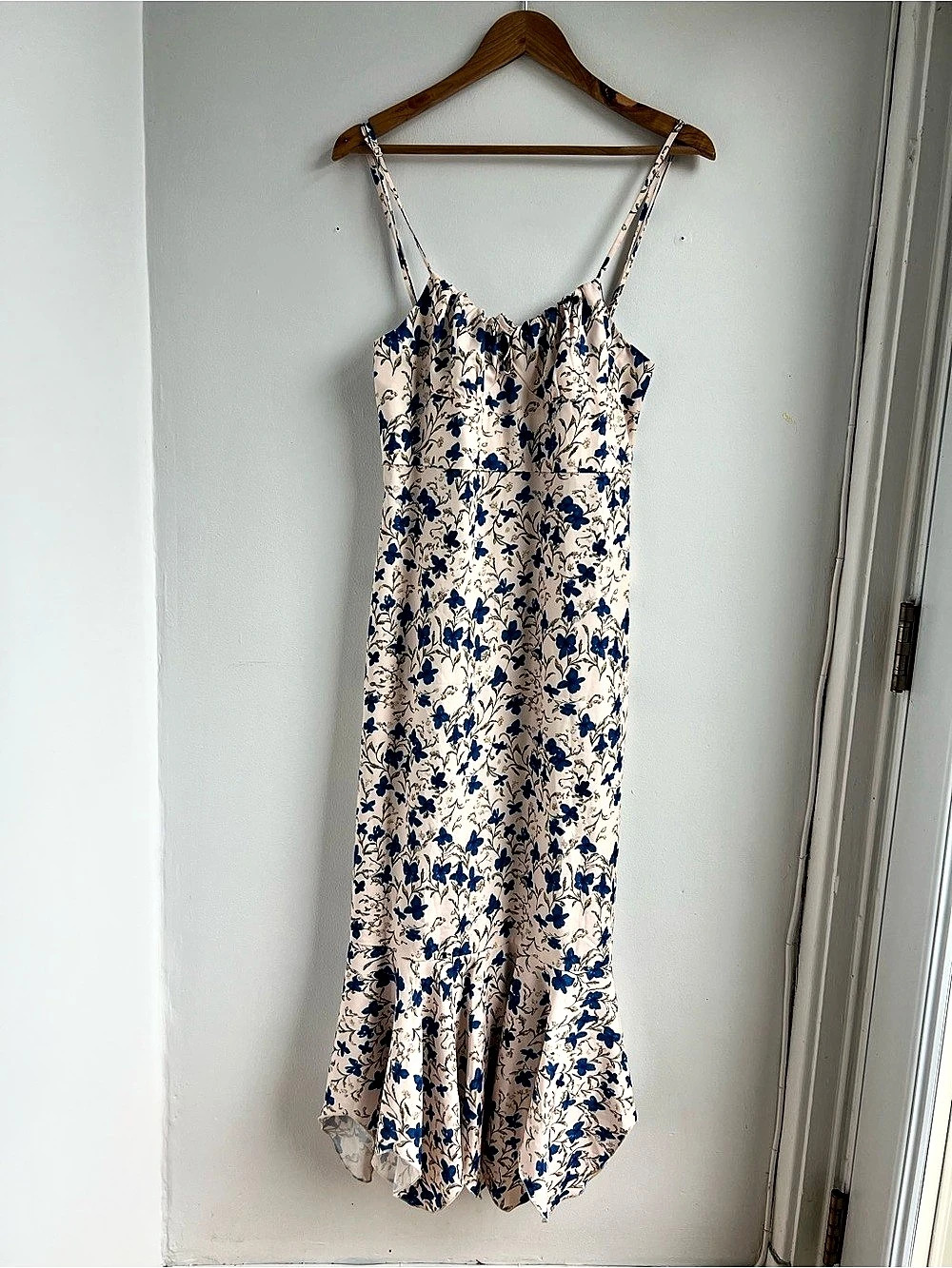 Commense Floral Maxi Dress in Cream & Blue